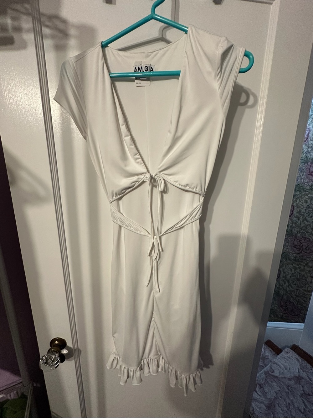 White Tie-Front Mini Dress